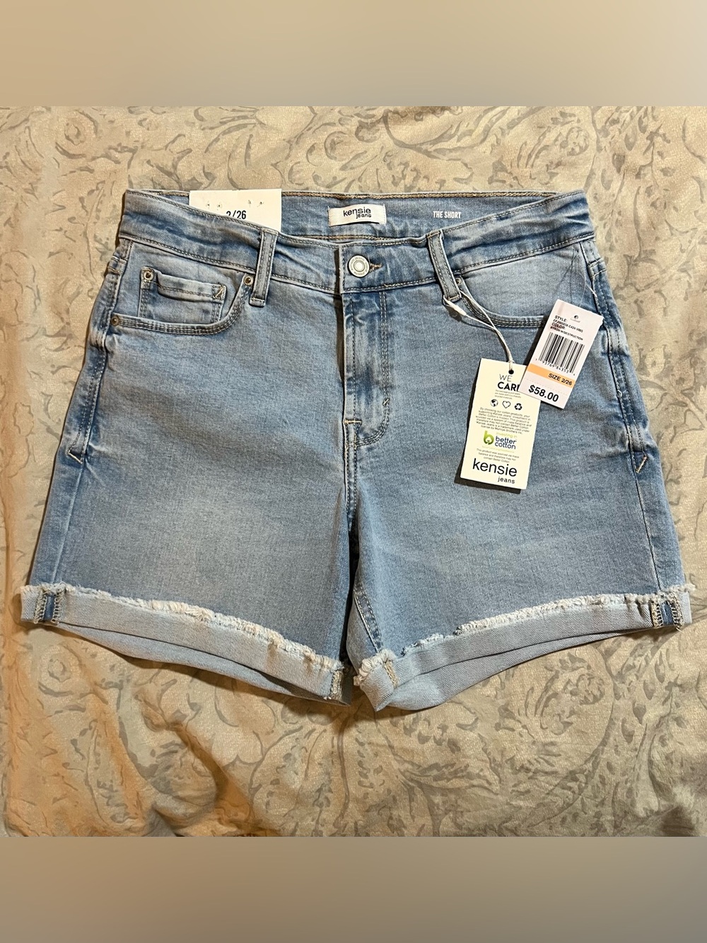 Kensie Light Wash Denim Shorts - Light Blue